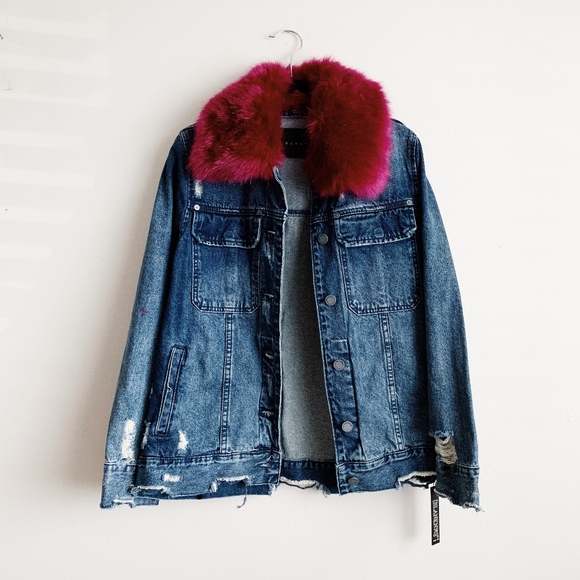 Blank NYC Jackets & Blazers - Blank NYC Denim Jacket with Fur Collar